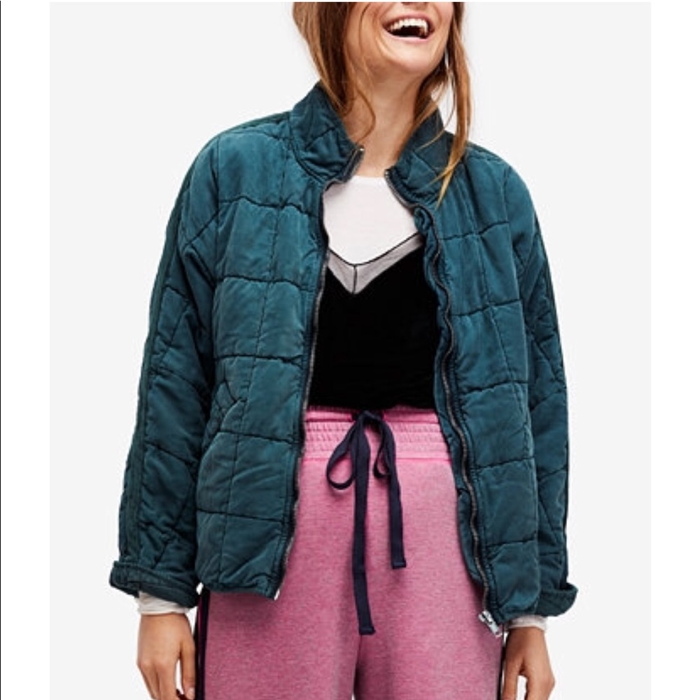 Free People Quilted Dolman Jacket (Evergreen) (L)